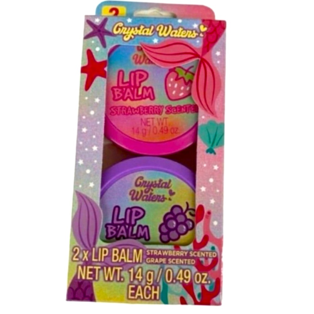 New/sealed Crystal Waters Lip Balm Set  Strawberry & Grape Scented